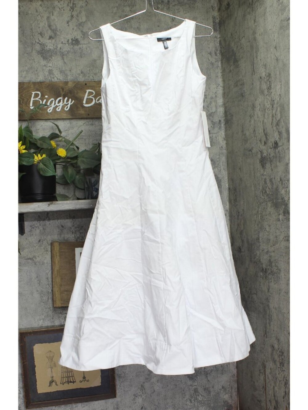 Aqua Womens Paneled V-Neck Midi Dress IDL9634 White S
